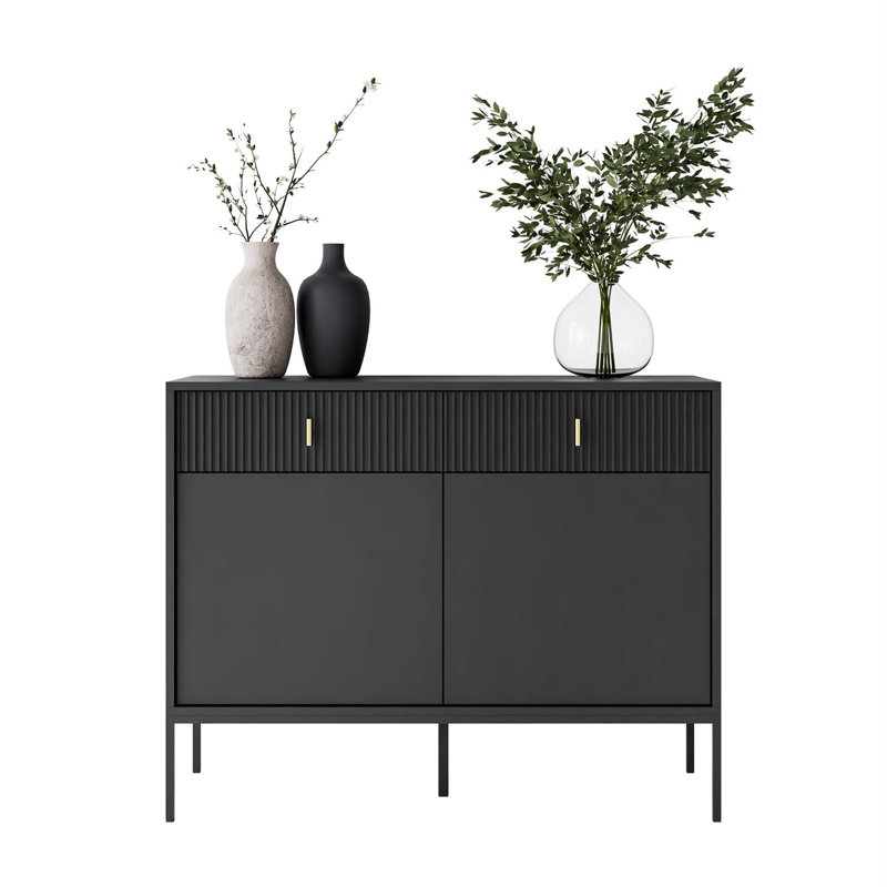 MIDNIGHT 104cm Sideboard, Black/Black Matte
