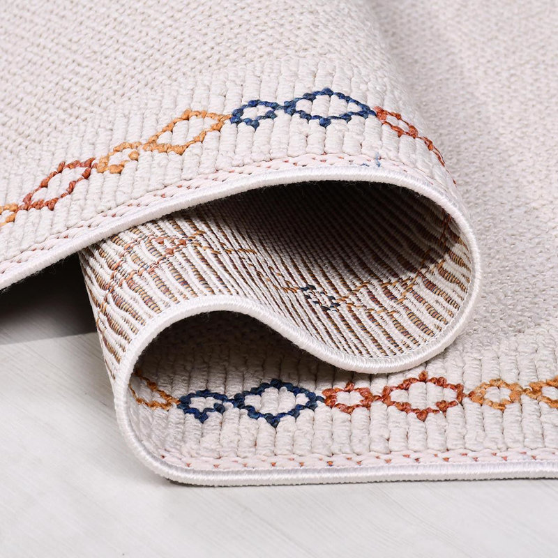 Modern Cream Machine Washable Non-Slip Area Rug, Rectangle 4' x 5'11"
