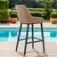 Gumbert Outdoor Fabric 8 Seat Rectangular Bar Set - with Fire Pit Table - Taupe