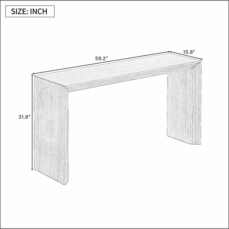 Modern Style Console Table made of Paulownia Solid Wood Veneer,Suitable for Foyer, Living Room, or Entryway., Black