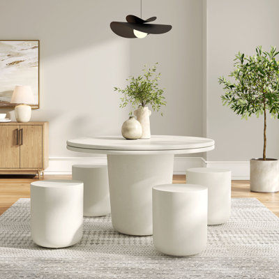 Brion Indoor - Outdoor Patio Concrete 5 Piece Dining Table Set