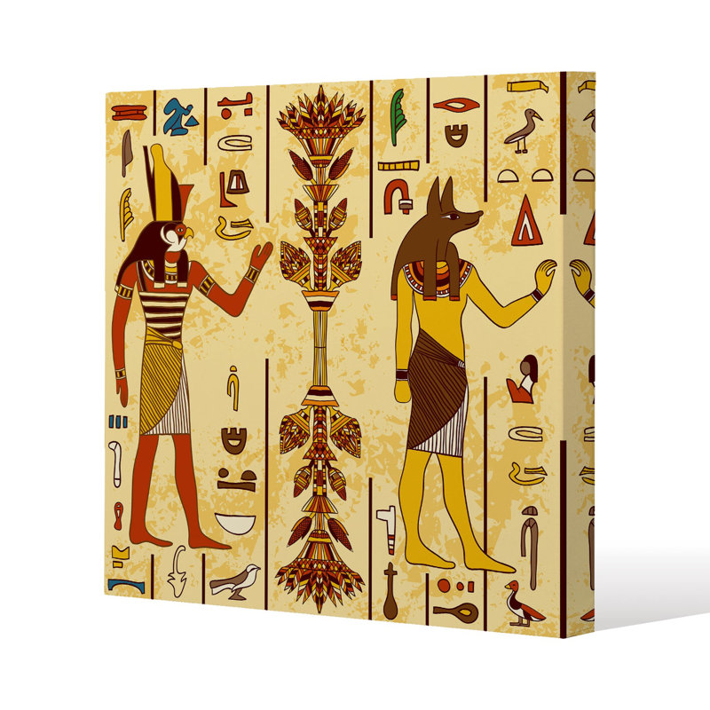 Egyptian Drawings Slim Style Canvas Print, 20 cm H x 20 cm W