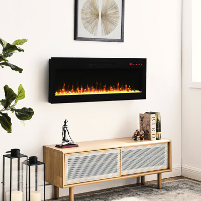 Electric Fireplace 42", 1400W Heater, Remote Controlled, 5 Settings Of Flame Speed 42 Inch Fireplace, Multi Function, Timing 1 To 9 Hours, Effect Without Heat