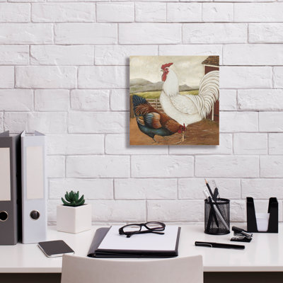 August Grove® 'Rooster Pair 3' by David Carter Brown Canvas Wall Art