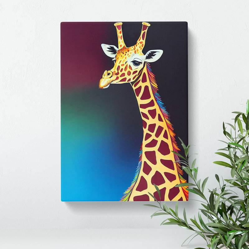 Proud Giraffe - Wall Art, 50cm H x 35cm W x 3cm D, Wrapped Canvas