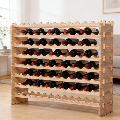 Solid Wood Stackable Wine Rack Cabinet, Freestanding Modular Storage For 96 Bottles, Easy Assembly Floor Wine Cellar Organizer
