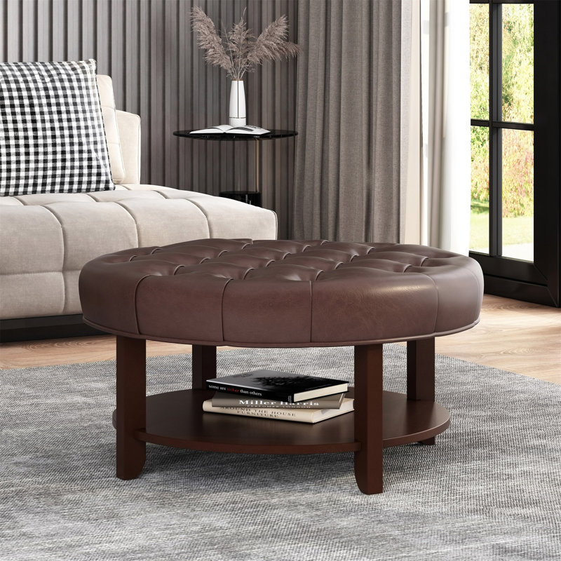 Banc avec rangement ROND OTTOMAN , Marron foncé