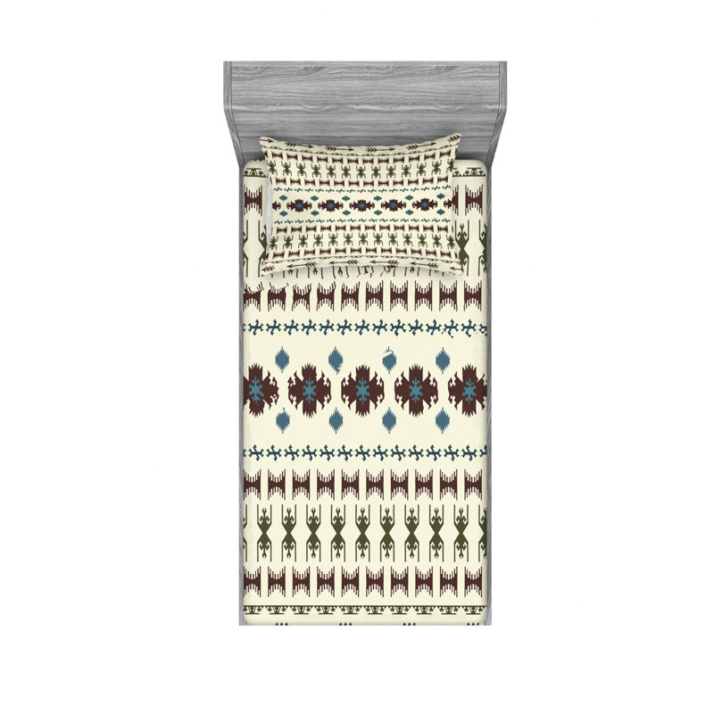 Microfiber Ikat Sheet Set, Twin Sheet Set with Fitted Sheet