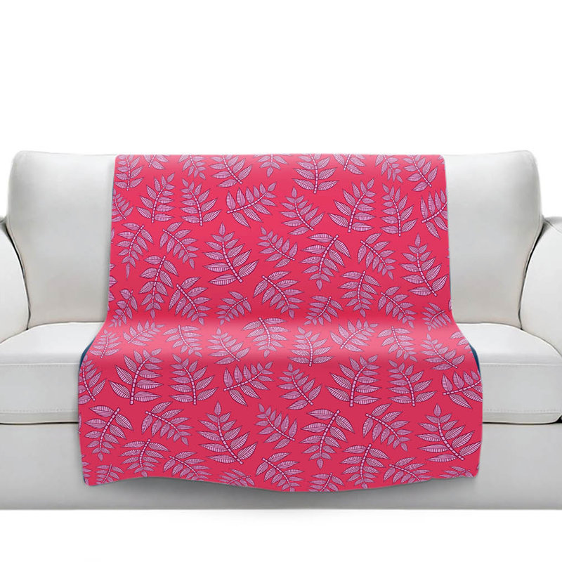 Couverture rose sherpa kenia leaves, l 51 po x L 60 po