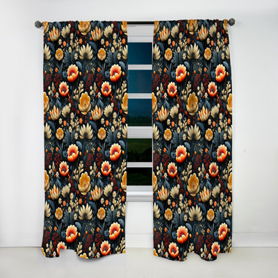 Whimsical Bohemian Bliss Floral Pattern IV - Floral Curtain - Velvet Room Darkening - 1 Panel