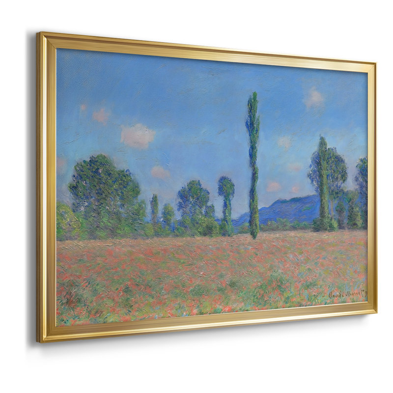 Champ de coquelicots, Giverny-Claude Monet - Toile tendue avec châssis, 1891, 30 x 5 x 42,5, Toile avec cadre, Doré