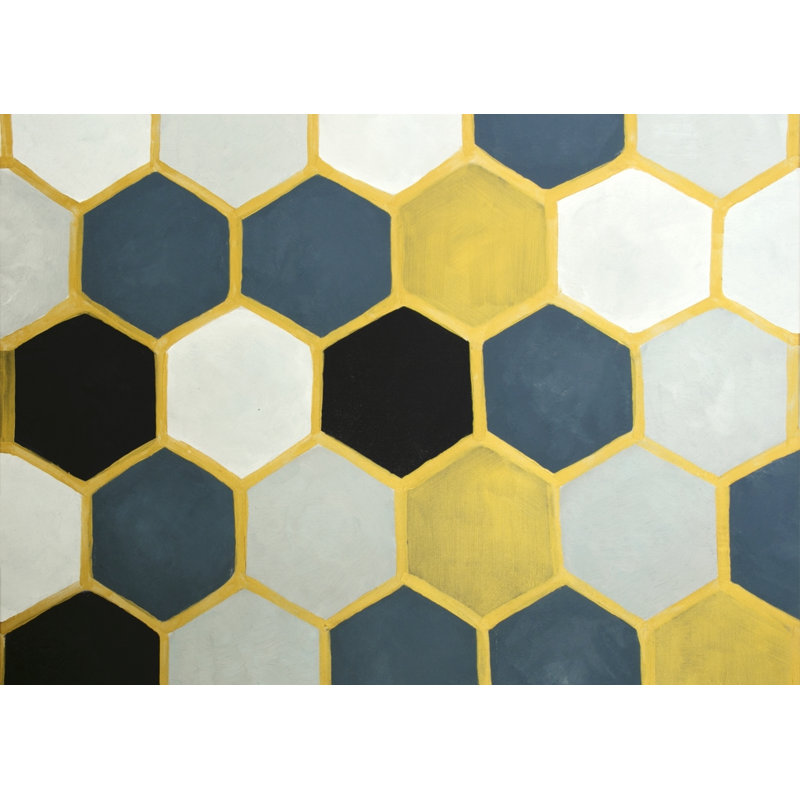 «Blue and Gold Cells - Shapes Office», toile encadrée