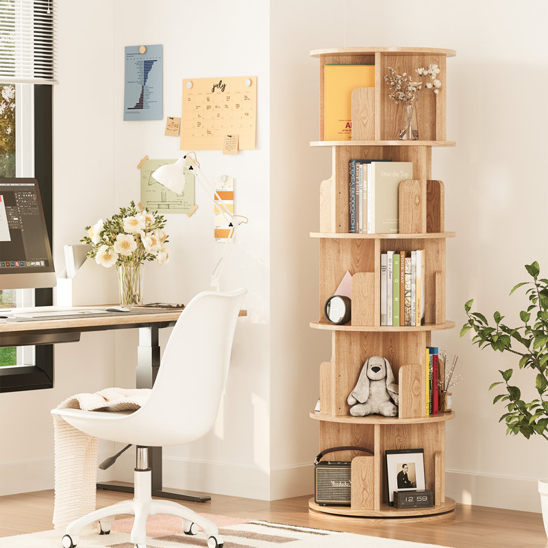 360 Display Rotating Bookshelf Tower, Bookshelf Organizer For Living Room, Bedroom, Study Room