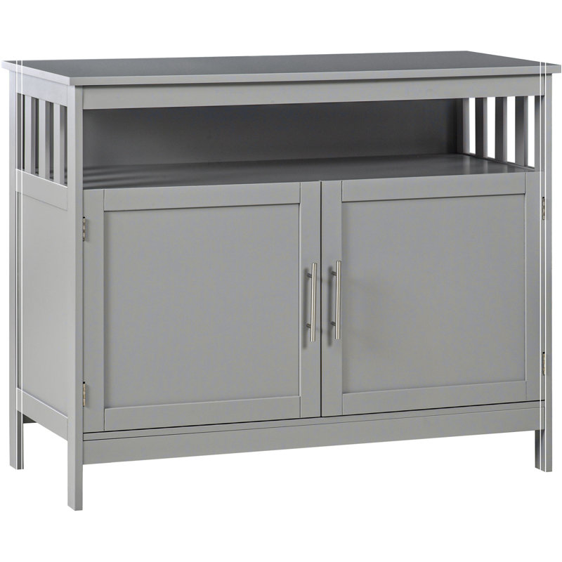 Buffet buffet, armoire de cuisine moderne, armoire à café avec tablette à 2 niveaux et compartiment ouvert