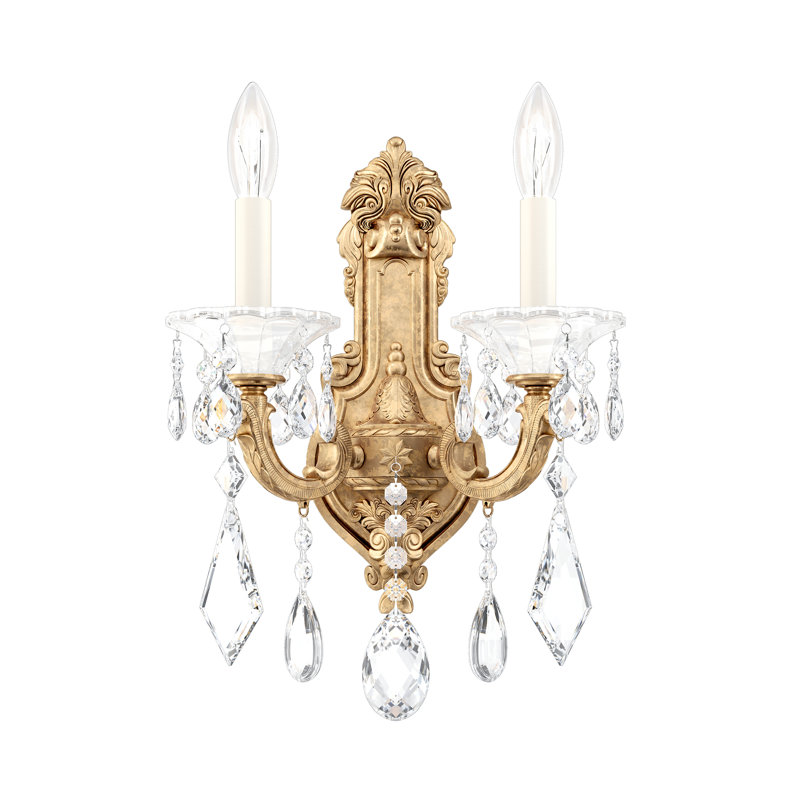 La Scala 1-Light Candle Wall Light, Radiance Crystal, French Gold