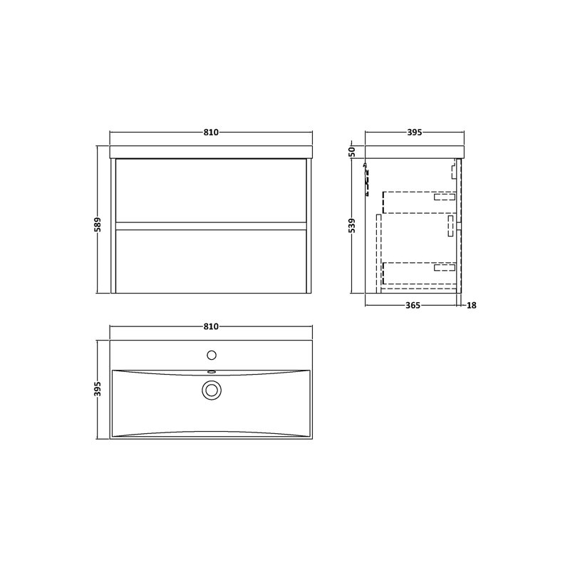 Havana 810mm Single Bathroom Vanity with Drop In Vitreous China Basin, Metallic Slate