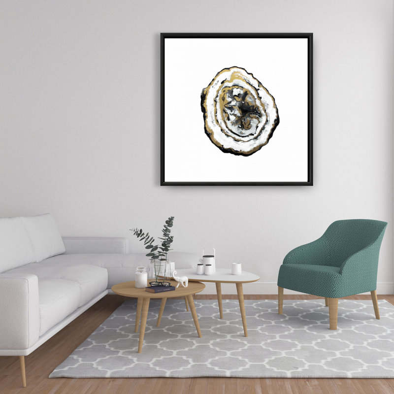 Golden Geode - Toile encadrée à formes abstraites pour la décoration intérieure, H 37,25 po x l 37,25 po