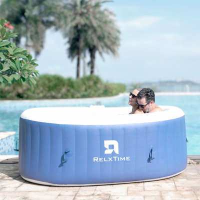 Oval Inflatable Portable Hot Tub 75x47inch, 2 Person Outdoor Air Jet Spa Blow Up Hottubs