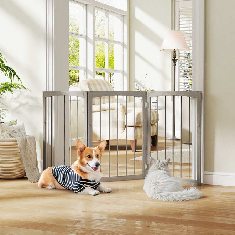 Clôture de 30 po en bois pour animaux de compagnie, Gris