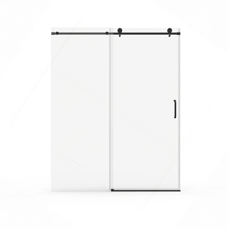 Porte de douche coulissante simple, porte de salle de bain sans cadre avec verre trempé de 1/4 po (6 mm) pour douche à l'italienne