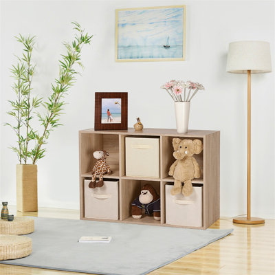 Wooden 3-Tier Bookcase Book Shelf Display Storage Shelf With 6 Compartments White