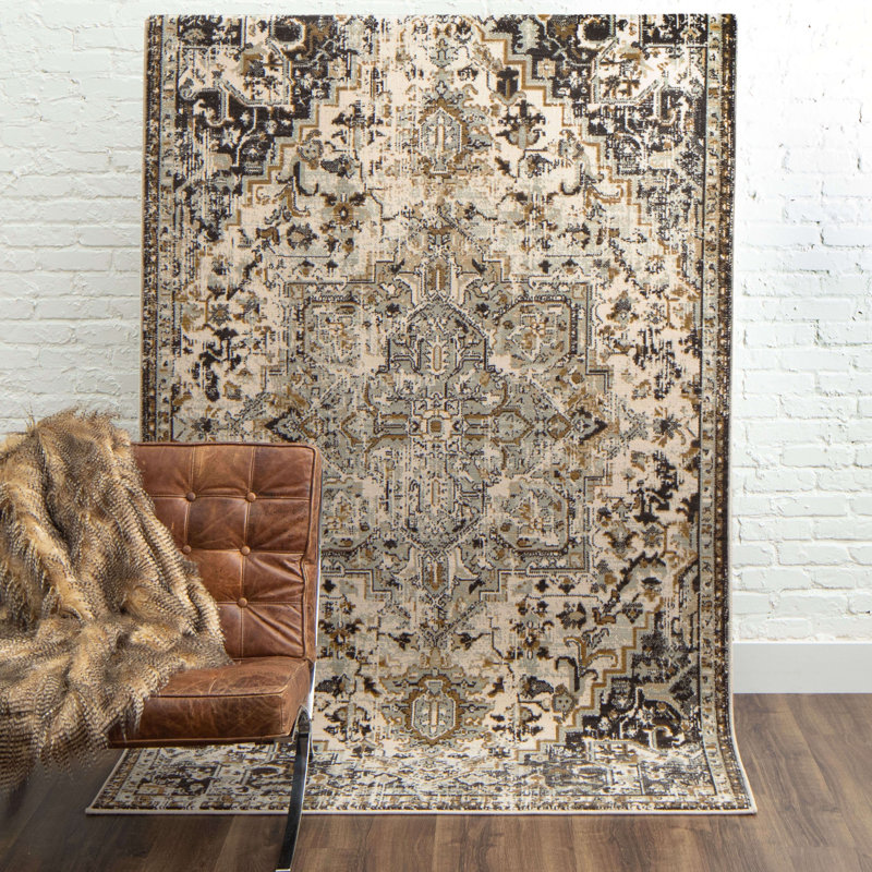 Tapis oriental gris / blanc, Rectangle 8 pi x 11 pi
