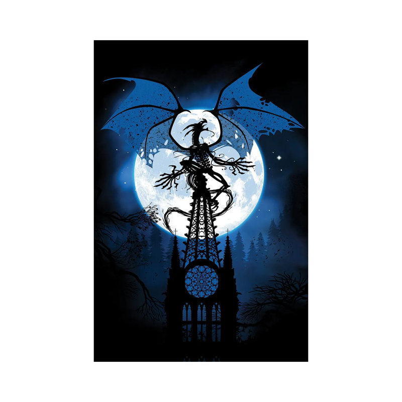 Cathedral Moon Dragon 1 Piece Wrapped Canvas Painting, 30.48cm H x 20.32cm W x 1.91cm D