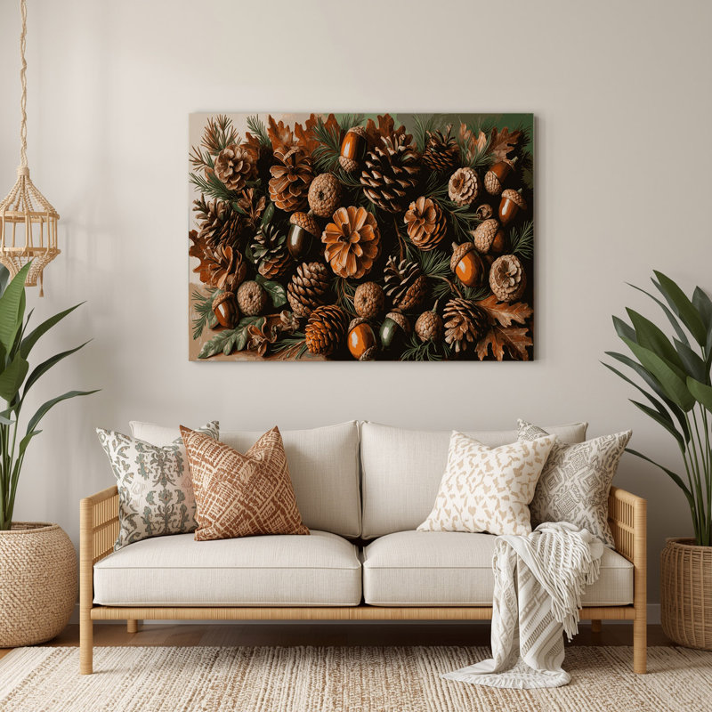 Art mural en métal brun de l'Action de grâce et des pommes de pin, H 12 po x l 18 po x P 0,05 po