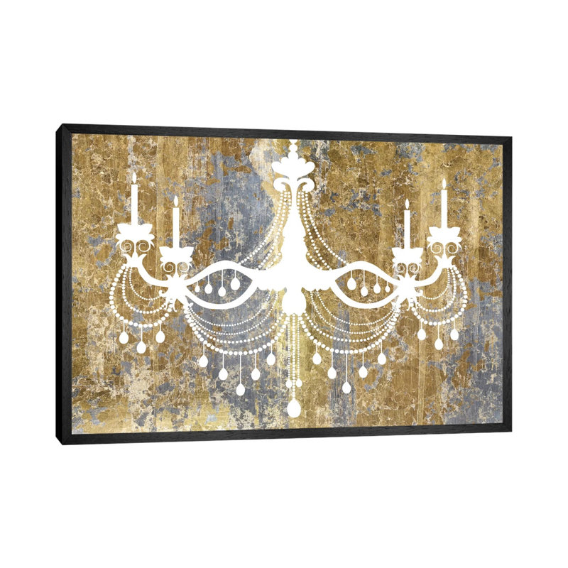 Gilded Chandelier by Wild Apple Portfolio - Wrapped Canvas Painting, 66.04 cm H x 45.72 cm W, Black Floater Framed