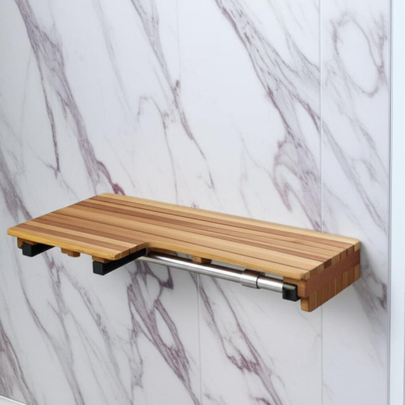 Banc de douche mural en teck brun 18 po x 34 po