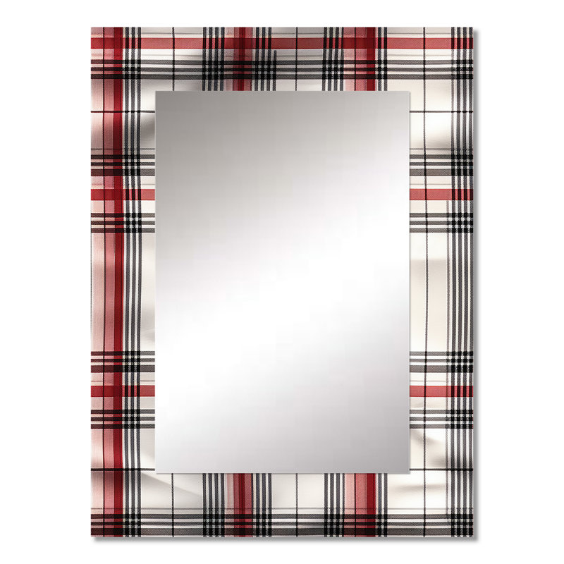 Rustic Farmhouse Plaid - miroir unique à carreaux, grand miroir mural rétro, impression d'art, 32 po x 24 po
