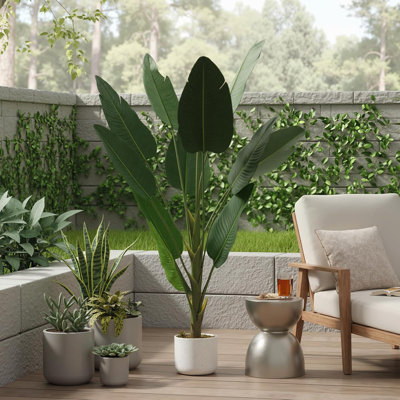 Banane artificielle 4 pi en pot, faux oiseau de paradis plante décorative maison de palmier tropical