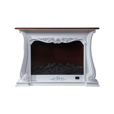 White Solid Wood Electric Fireplace