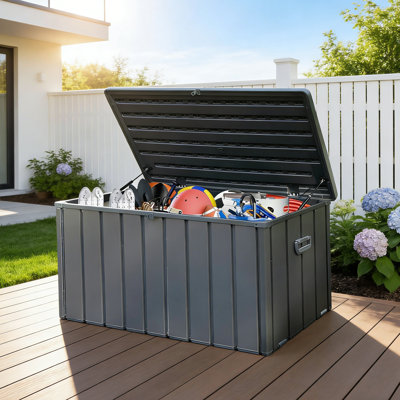 Domi Louvered Deck Box Water Resistant Lockable with Wheels