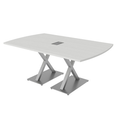 Pavert Arc Rectangle Conference Table with Metal X Base | Electrical Unit