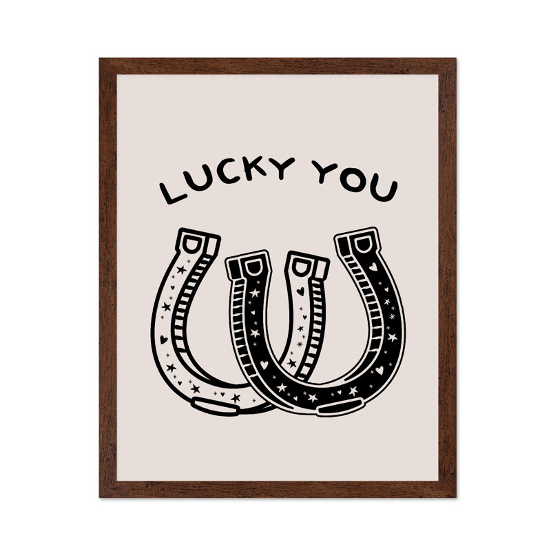 Beige Lucky You, Poster, Brown Framed, 11"H x 14"W