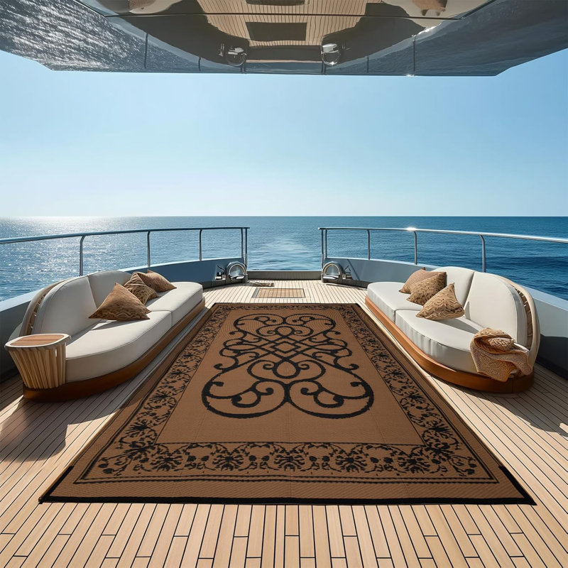 Reversible Plastic Straw Rug for Indoor/Outdoor Area Rug, 8X10,5X8,6X9,9X12,Waterproof rugs, Rectangle 6' x 9'