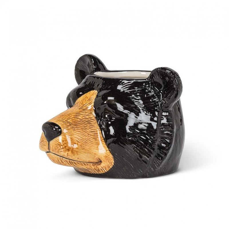 Pot à fleurs tête d'ours noir, H 2,50 po x l 3 po x P 3 po