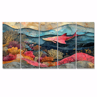 Abstrait Stingray In Aquarium Collages III - Art mural Stingray - Art mural sur toile