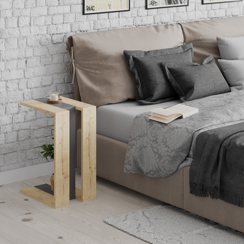 Table d'appoint moderne, chêne et anthracite, 11,8 po x 22,4 po x 15,7 po | 100% panneau de particules enduit de mélamine, épaisseur: 0,7 pouce | Design élégant et fonctionnel pour le salon ou la chambre à coucher, parfait pour les petits espaces et les décors contemporains