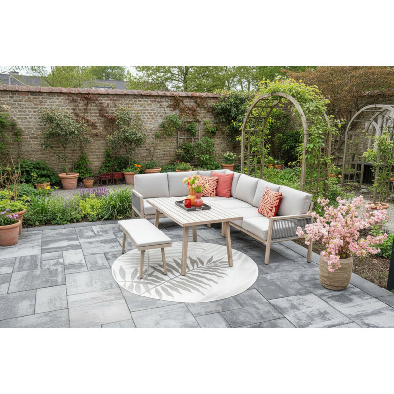 Addyston 7 - Person Seating Group with Cushions, Grey Rope/Light Oak