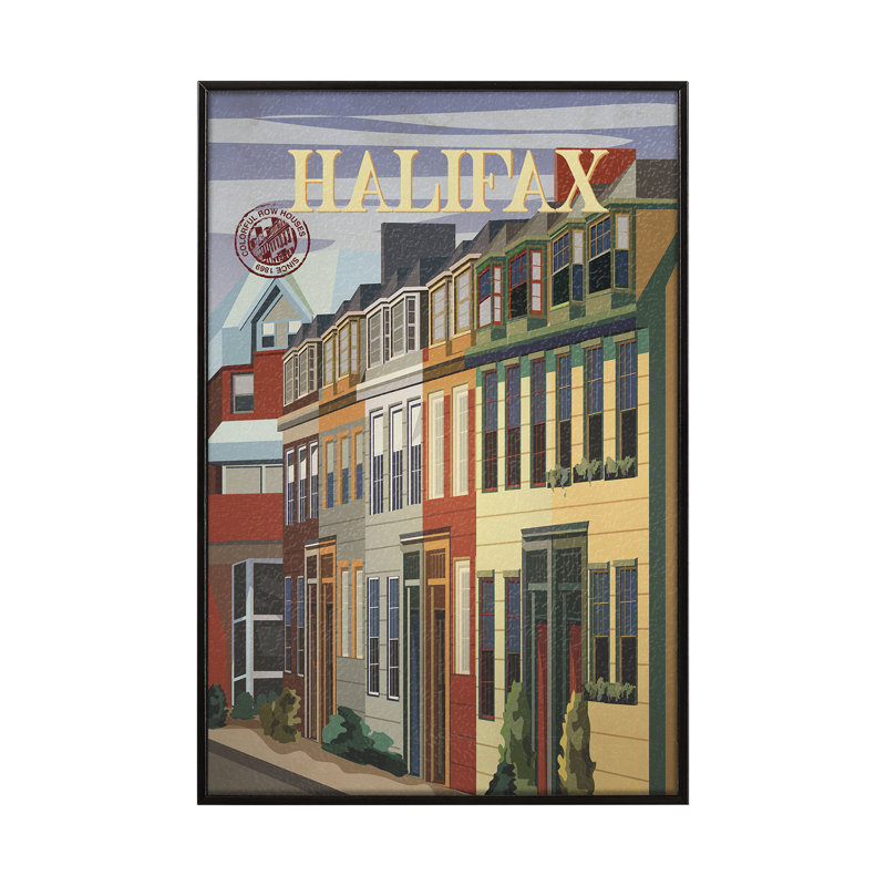 Halifax par Simone, reproduction d'art encadrée sous verre, Cadre flottant noir, H 15,5 po x l 10,5 po x P 1,5 po, Sans mat