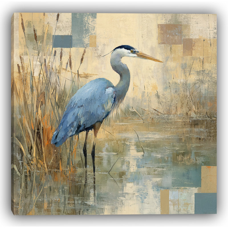 «Marshside Blue Heron», art mural sur toile tendue, H 20 po x l 20 po