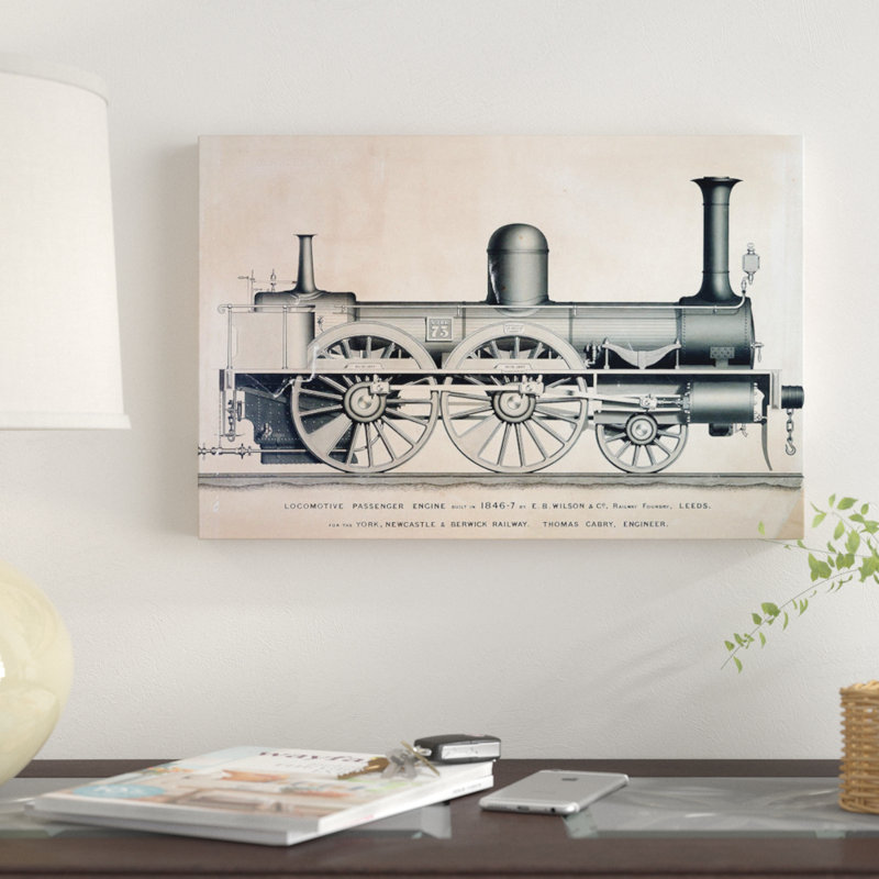 « rétro train ii », reproduction d’impression sur toile, H 18 po x l 26 po x P 1,5 po, Papier d'art encadré noir