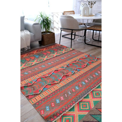 Iyleen Performance Washable Geometric Indoor / Outdoor Rug