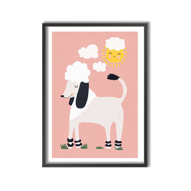 Pop Art & Retro Happy Poodle Framed Art, 24" H x 36" W x 1" D