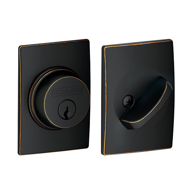 Single Cylinder Deadbolt with Century Trim, Aged Bronze