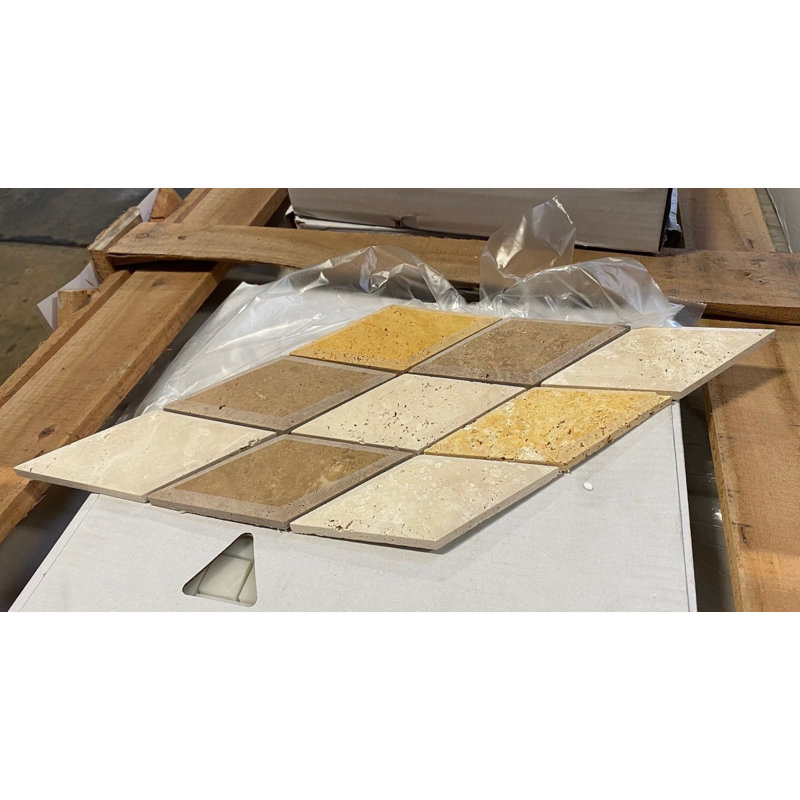Carrelage mosaïque biseauté en travertin