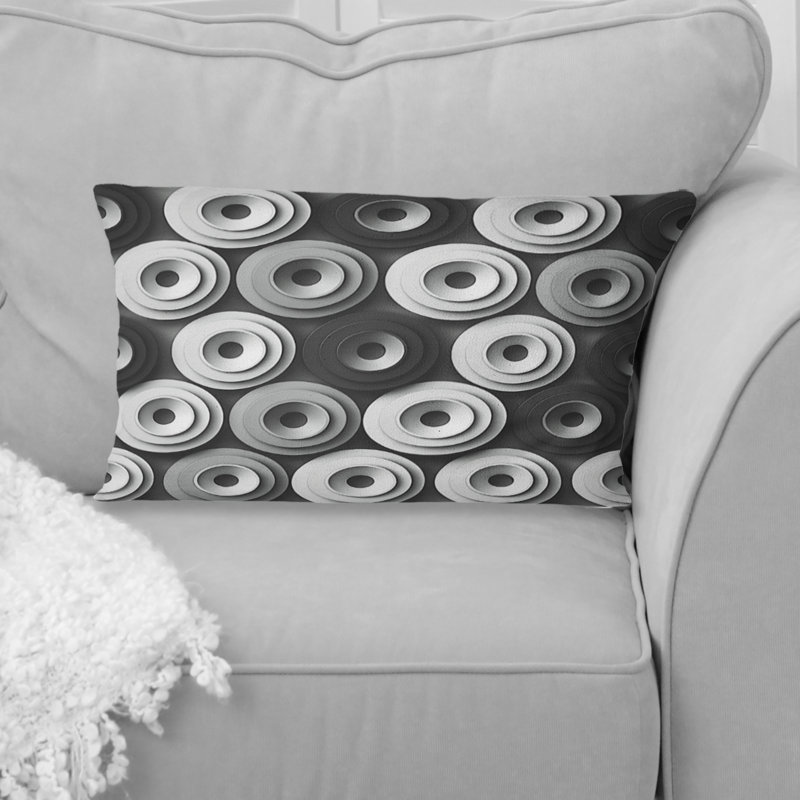 Gris, noir, moderne, cercles I - coussin lombaire moderne