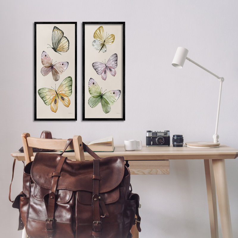 «Delicate Butterfly Butterfly Trio», ensemble de 2 giclées sur papier par Carol Robinson, Giclée encadrée noir minuit